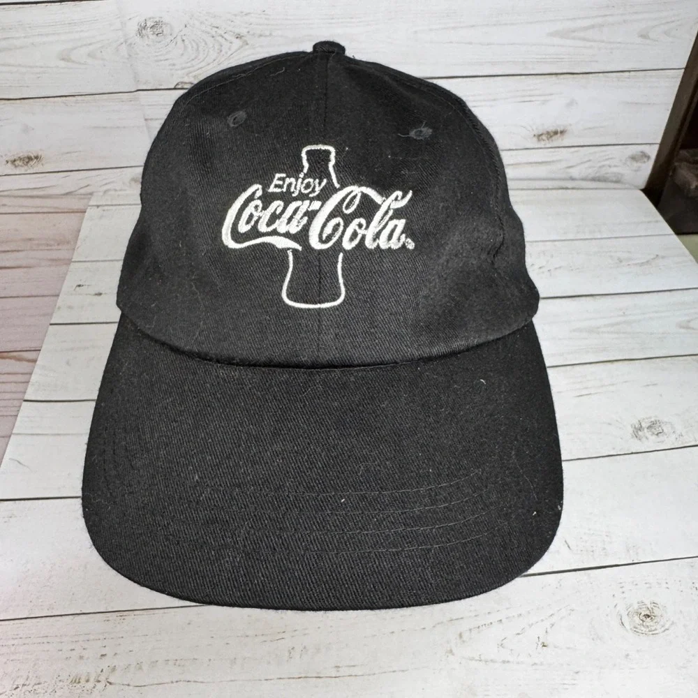 Vtg Coca-Cola Hat 2001 Minnefest Odyssey Black‎ Strapback Cap Head to Toe Promo
